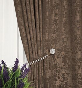 Комплект штори жаккард мармур. Колір коричневий. Готові штори в спальню, зал