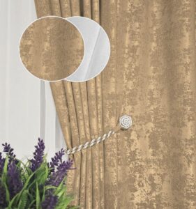 Комплект штори і тюль. Тканина жаккард мармур + шифон. Колір: золотисто-бежевий штори, білий тюль