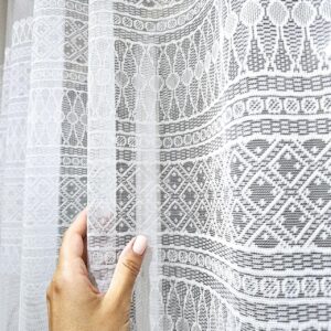 Білий тюль жаккард. Тюль білого кольору в спальню, зал, вітальню