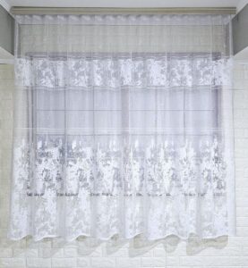 Короткий тюль жаккард мармур. Колір білий. Тюль на кухню, балкон, веранду, дачу. Висота 1,6м
