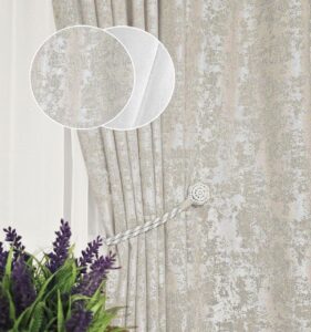 Комплект штори і тюль. Тканина жаккард мармур + шифон. Колір: світлий бежевий штори, білий тюль