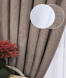 Комплект штори і тюль. Тканина льон мішковина + шифон. Колір: капучино штори, білий тюль