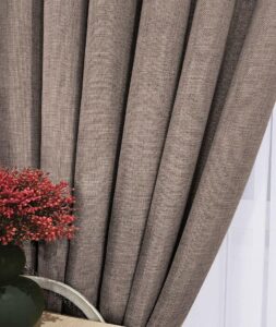 Комплект шторы лен мешковина. Цвет капучино. Готовые шторы в спальню, зал, гостиную