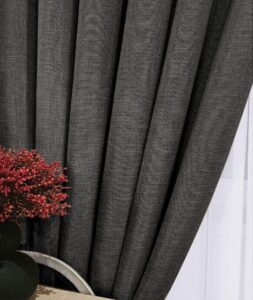 Тканина для штор льон мішковина. Шторна тканина колір темний сірий