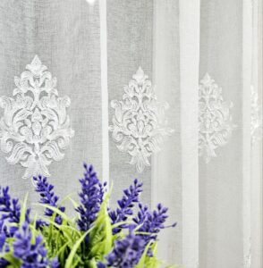 Готовий тюль льон з батистом, з вишивкою. Колір білий (3,2м*2,6м)