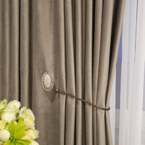 Тканина для штор блекаут оксамит Sherly Royal. Шторна тканина колір темний бежевий