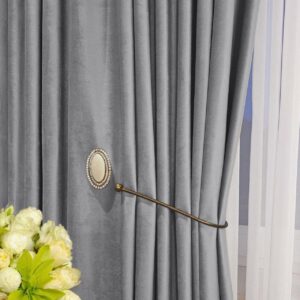 Тканина для штор блекаут оксамит Sherly Royal. Шторна тканина колір сірий