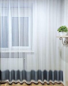 Тюль бамбук. Цвет белый с серым