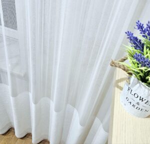 Белый тюль с плотным фартуком лен