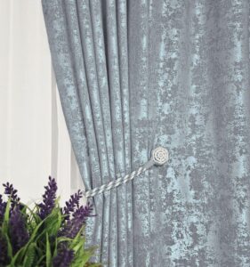 Комплект штори жаккард мармур. Колір бірюзовий з сірим. Готові штори в спальню, зал, вітальню