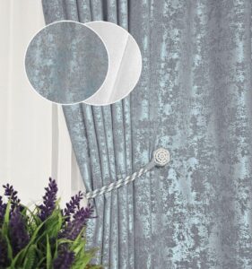 Комплект штори і тюль. Тканина жаккард мармур + шифон. Колір: бірюзовий з сірим штори, білий тюль