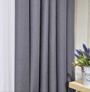 Комплект сірі штори блекаут льон рогожка. Готові штори сірого кольору в спальню, зал