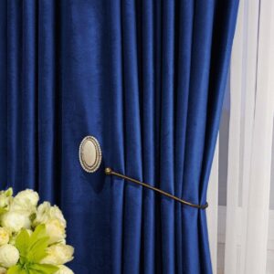 Тканина для штор блекаут оксамит Sherly Royal. Шторна тканина колір синій