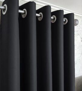 Комплект чорні штори блекаут. Готові штори чорного кольору на люверсах