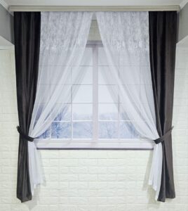 Комплект короткі штори тюль. Колір венге з білим