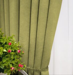Комплект штори мікровелюр Diamond. Колір оливковий. Готові штори в спальню, зал, вітальню