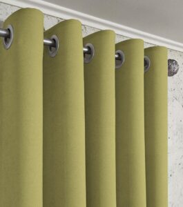 Комплект оливкові штори мікровелюр Diamond на люверсах