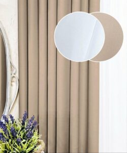 Комплект штори і тюль. Тканина блекаут Shadow + шифон. Колір: бежеві штори, білий тюль