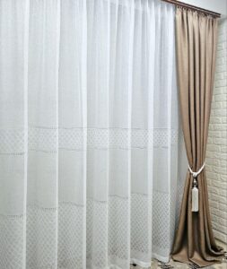 Тюль жаккард, колекція Aylin. Колір білий