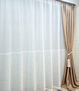 Готовый тюль жаккард Премиум, цвет белый (3м*2,3м)