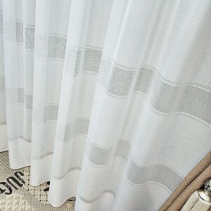 Белый тюль лен с полосами Beatrice