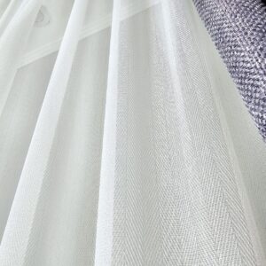 Готовый тюль лен елочка. Цвет белый (3м*2,3м)