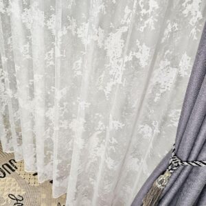Готовый тюль жаккард мармур, цвет айвори (3м*2,3м)
