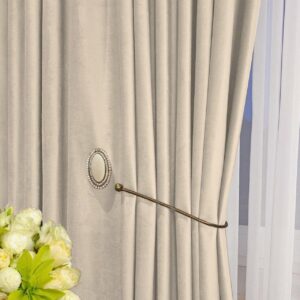 Комплект штори блекаут оксамит Sherly Royal. Колір світлий бежевий