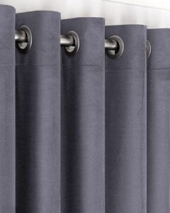Комплект штори блекаут оксамит Sherly Royal на люверсах. Колір темний сірий