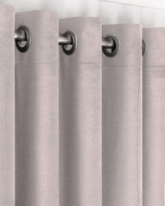 Комплект штори блекаут оксамит Sherly Royal на люверсах. Колір світлий сіро-бежевий