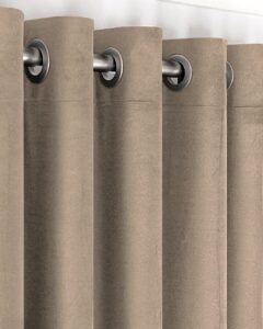 Комплект штори блекаут оксамит Sherly Royal на люверсах. Колір темний бежевий