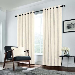 Комплект штори на люверсах шеніл мармур. Колір молочний