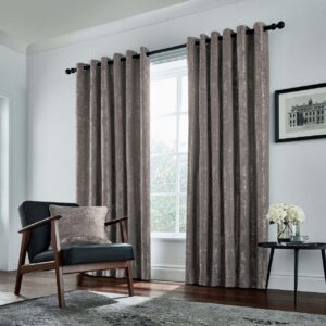 Комплект штори на люверсах шеніл мармр. Колір сіро-коричневий