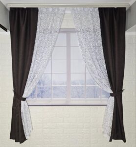 Комплект короткі штори тюль. Колір венге з білим